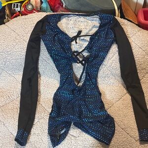 Blue and Black Long Sleeve Bodysuit